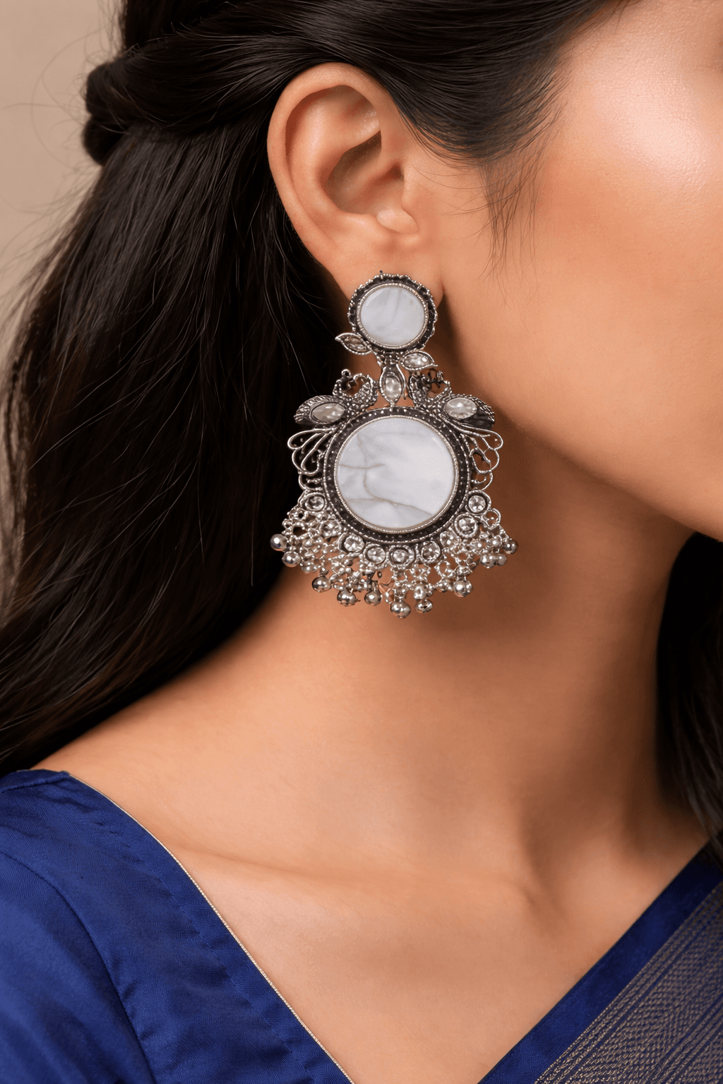 Traditional Elegance Oxidized Statement Earrings