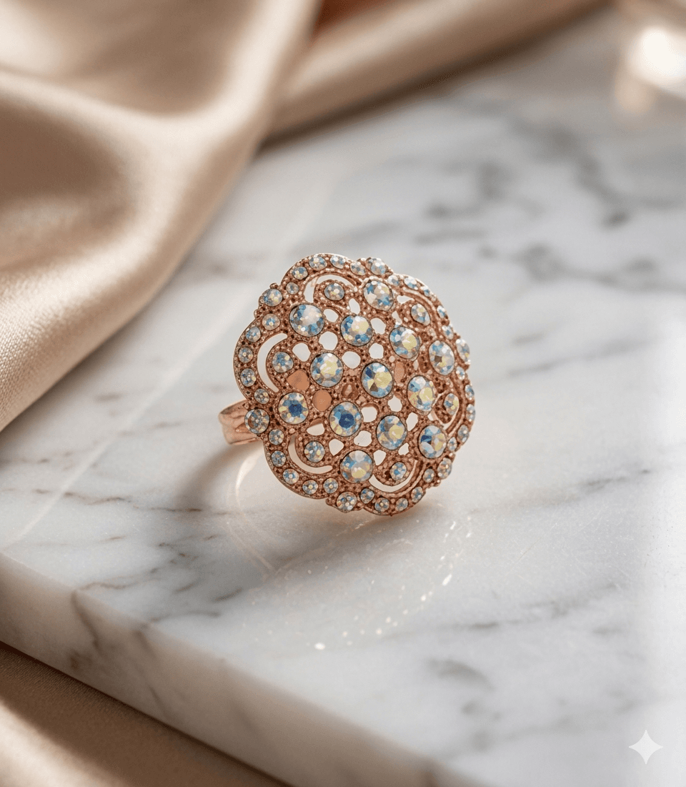 Vintage Luxe Crystal Filigree Brooch