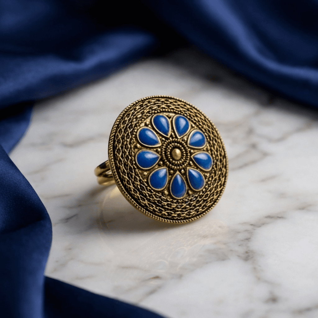 Classic Azure Bloom Designer Brooch