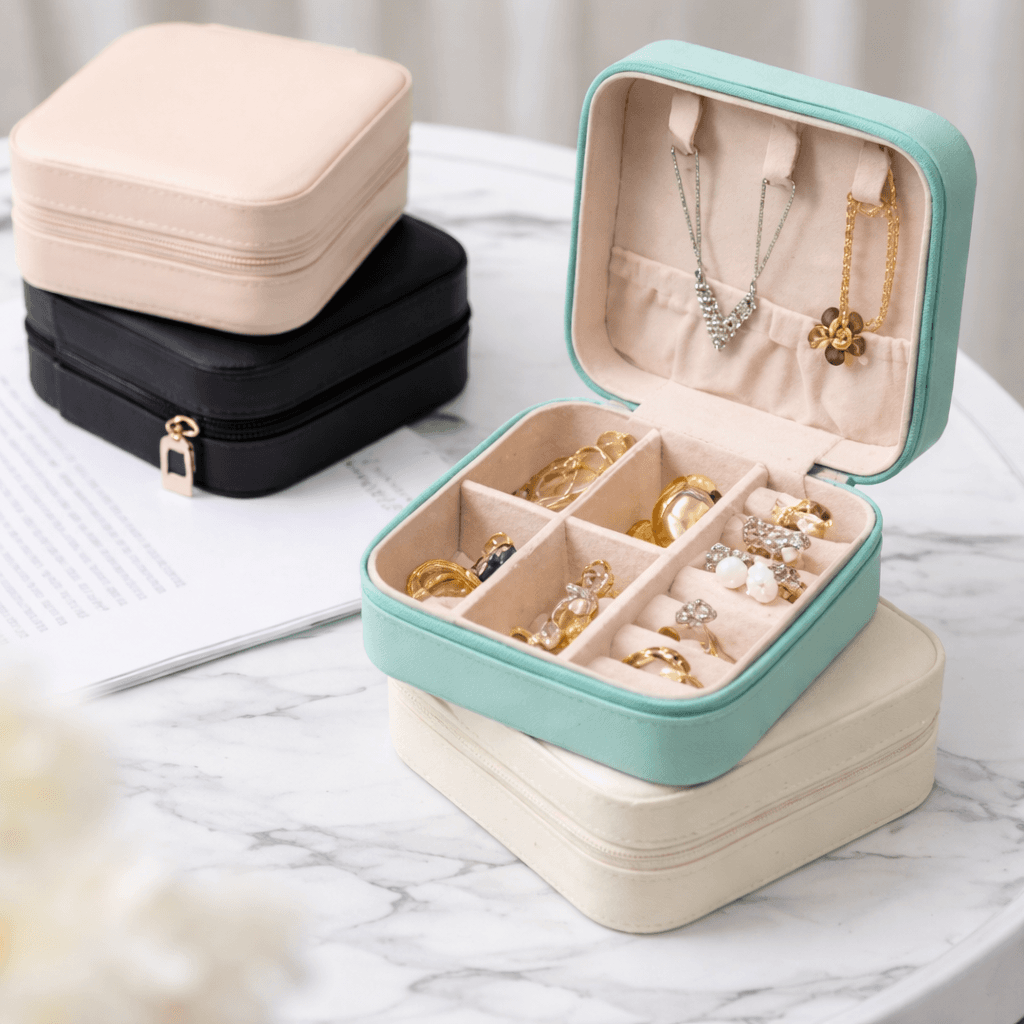 LuxeMint Travel Jewellery Organizer Box Set – Premium Storage Case with Accessories Kit (12 Pieces Combo) — image 1